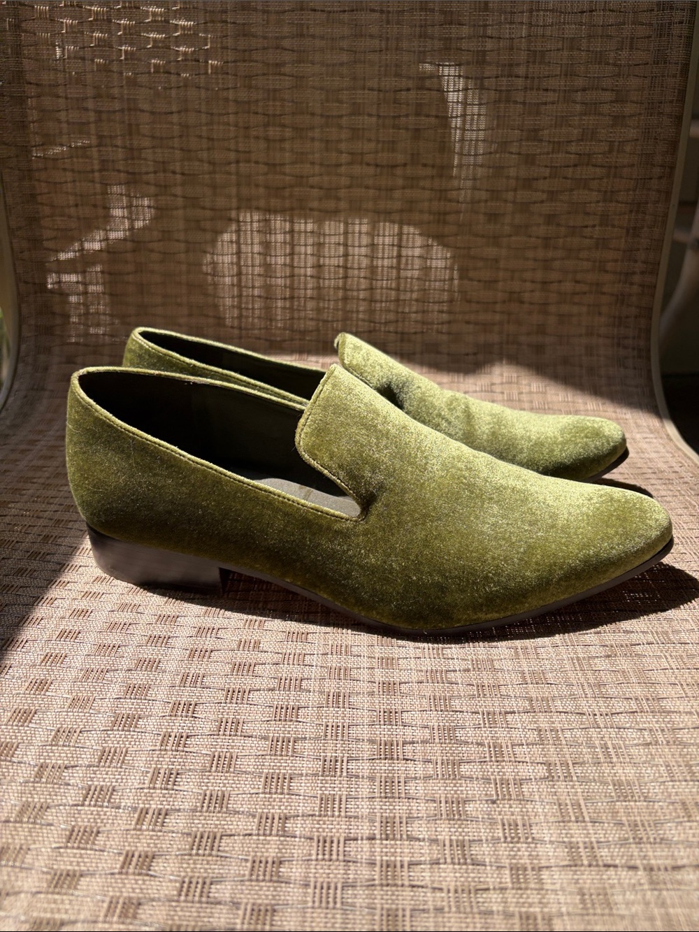 Vince Olive Velvet Slip-On Loafers